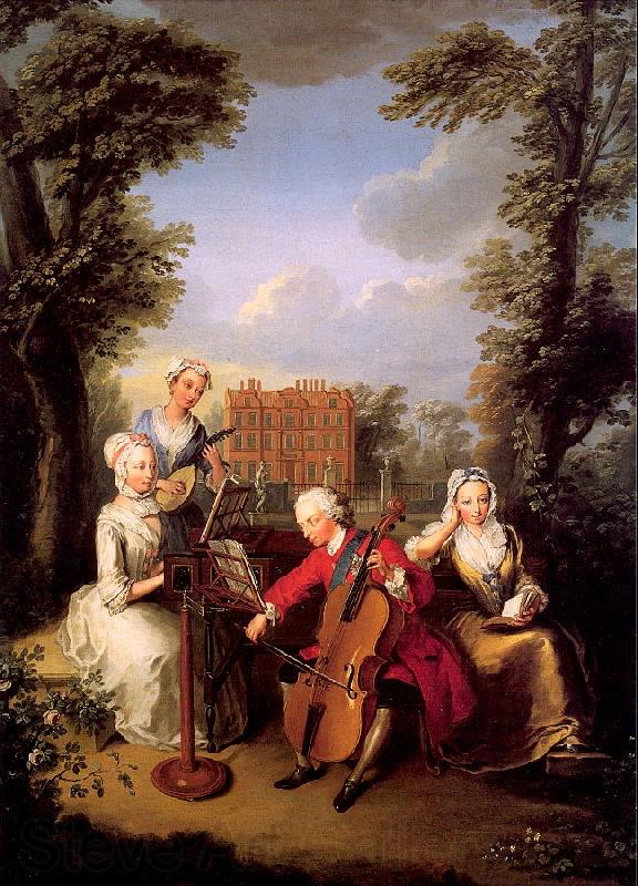 Mercier, Philippe Frederick, Prince of Wales and his Sisters at Kew Spain oil painting art